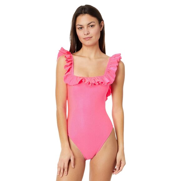 Lilly Pulitzer Women's Standard Aemma Ruffle One Piece Roxie Pink 0